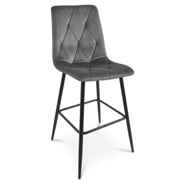 Set 2 scaune de bucatarie/bar, Artool, Libra, catifea gri inchis, picioare metal negru, 52x56x112 cm - imagine 8
