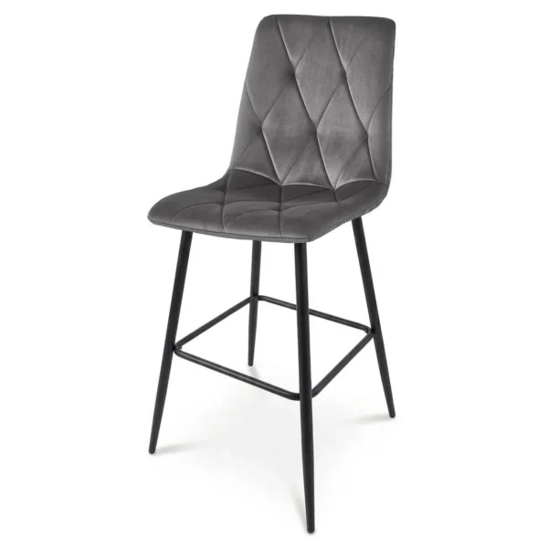 Set 2 scaune de bucatarie/bar, Artool, Libra, catifea gri inchis, picioare metal negru, 52x56x112 cm - imagine 9