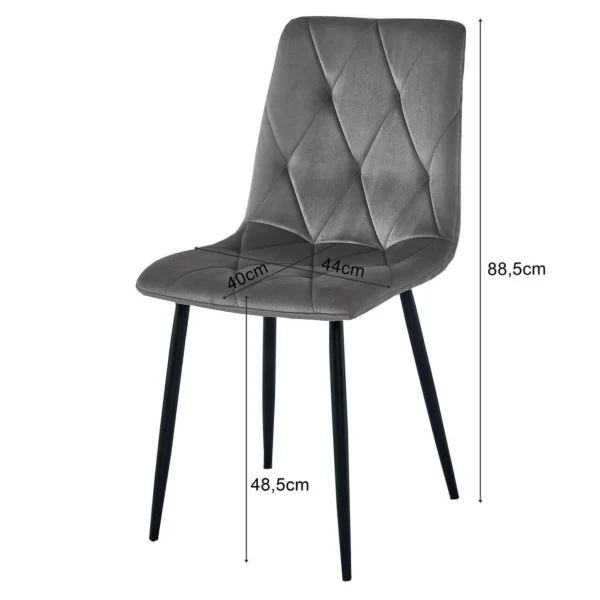 Set 4 scaune bucatarie/living, Artool, Libra, catifea gri, picioare metal negru, 44x40x88.5 cm - imagine 8