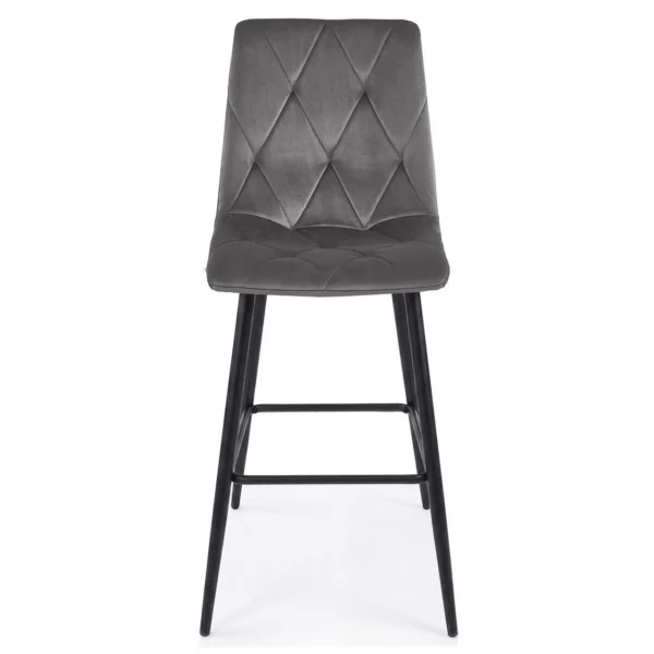 Set 2 scaune de bucatarie/bar, Artool, Libra, catifea gri inchis, picioare metal negru, 52x56x112 cm - imagine 10