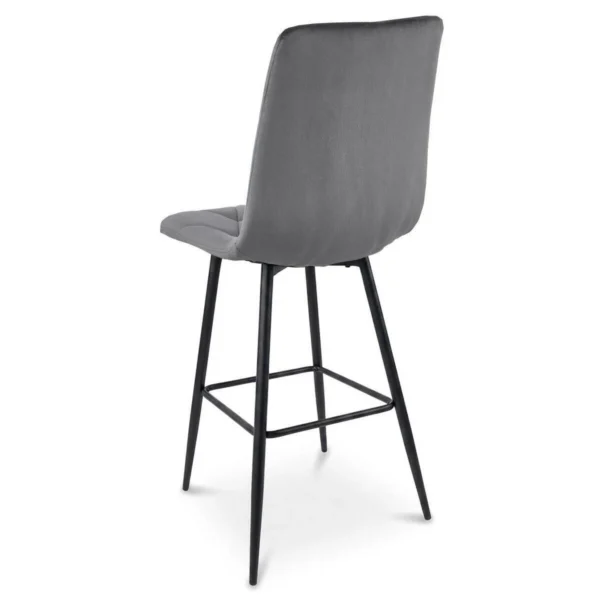 Set 2 scaune de bucatarie/bar, Artool, Libra, catifea gri inchis, picioare metal negru, 52x56x112 cm - imagine 2