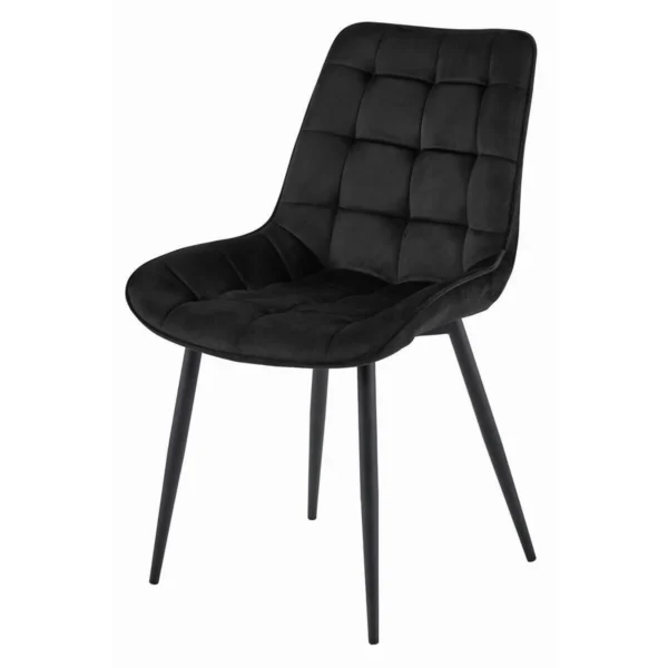 Set 4 scaune bucatarie/living, Artool, Bera, catifea neagra, picioare metal negru, 54x60x88 cm - imagine 4
