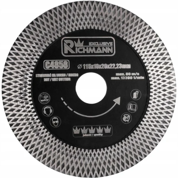 Set 2 discuri diamantate turbo, subtire, dublu segmentat, placi ceramice, taiere umeda si uscata, 115 mm/22.23 mm, Richmann Exclusive - imagine 4