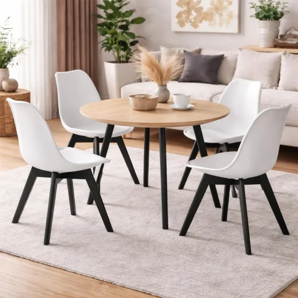 Set 4 scaune bucatarie/living, Artool, Mark, PP alb, picioare negre, 49x55.5x82.5 cm - imagine 11