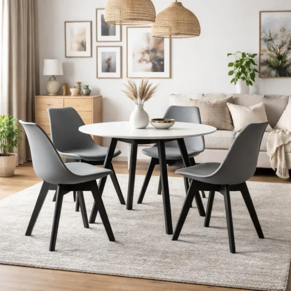 Set 4 scaune bucatarie/living, Artool, Mark, PP grafit, picioare negre, 49x55.5x82.5 cm - imagine 11