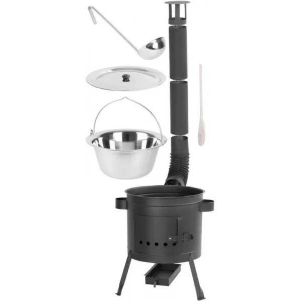 Set soba cu ceaun/tuci, cu burlane, 36 cm, ceaun de 13 L, polonic, lingura de lemn, Artool - imagine 2