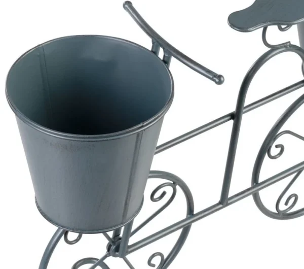 Suport metalic pentru ghivece flori, MagicHome, model bicicleta, 2 suporturi, 50x15x37 cm - imagine 3