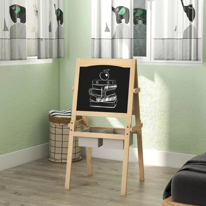 Tabla tip sevalet pentru desen/pictura, cu 2 fete, 3 in 1, 2 compartimente, 58x50.5x109 cm 1 Tabla tip sevalet pentru desen/pictura, cu 2 fete, 3 in 1, 2 compartimente, 58x50.5x109 cm