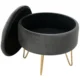 Taburet, rotund, cu spatiu depozitare, catifea, gri grafit, max 80 kg, 38x33 cm, Caro, Akord - imagine 6