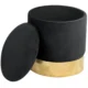 Taburet, rotund, cu spatiu depozitare, catifea, negru, max 80 kg, 39x40 cm, Golden, Akord - imagine 5