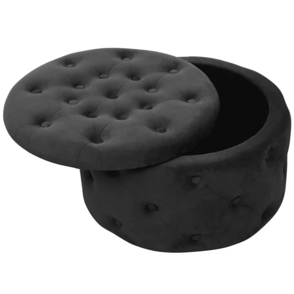Taburet, rotund, cu spatiu depozitare, catifea, negru, max 80 kg, 55x30 cm, Alia, Akord - imagine 5