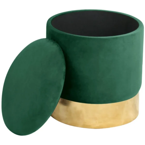 Taburet, rotund, cu spatiu depozitare, catifea, verde, max 80 kg, 39x40 cm, Golden, Akord - imagine 5