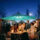 Umbrela gradina/terasa cu panou solar, iluminare LED, articulatie tip banana, manivela, verde, 295 cm - imagine 14