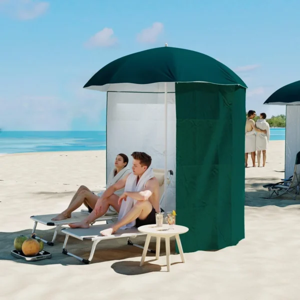 Umbrela plaja cu parasolar, 2 contragreutati, verde inchis, 200 cm - imagine 13