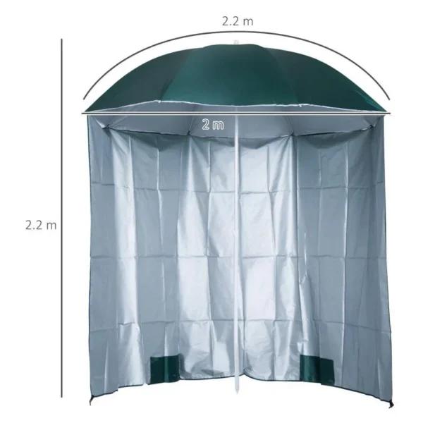 Umbrela plaja cu parasolar, 2 contragreutati, verde inchis, 200 cm - imagine 10