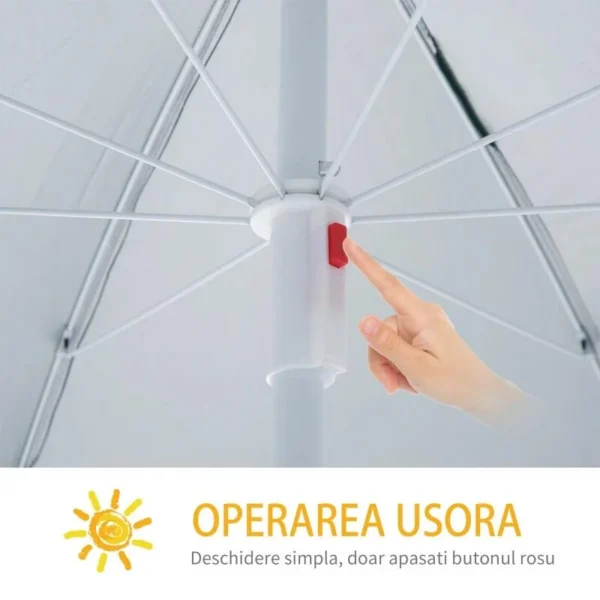 Umbrela plaja cu parasolar, 2 contragreutati, verde inchis, 200 cm - imagine 8
