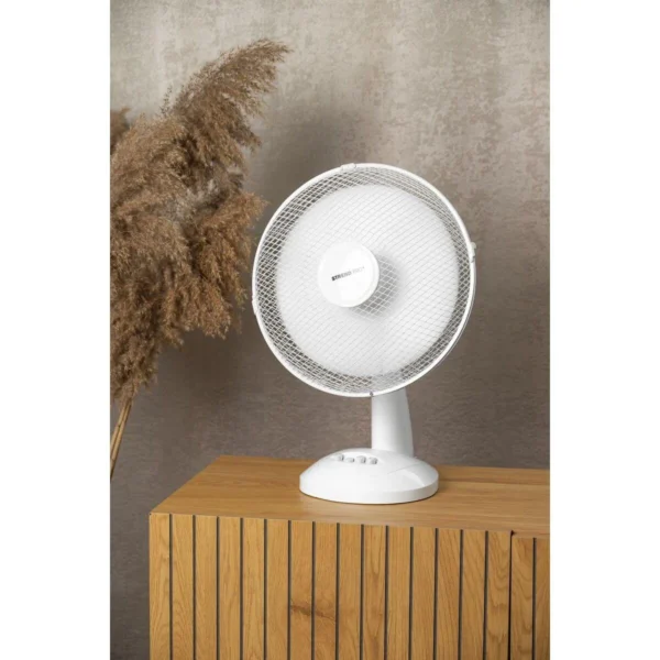 Ventilator de masa, 45 W, 2 viteze, elice 30 cm, functionare silentioasa, 34x48 cm, alb, Strend Pro - imagine 2