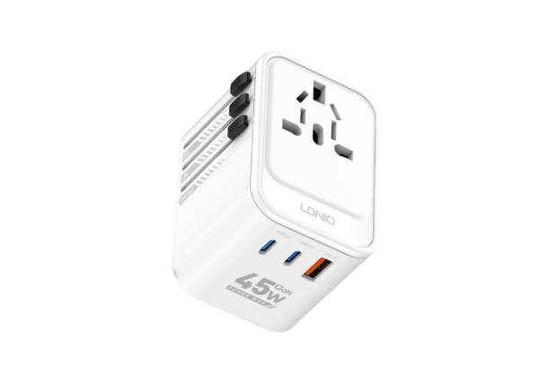 Adaptor priza international GaN LDNIO Z8, 1XUSB, 2XUSB-C, Incarcare rapida, 45W - imagine 1
