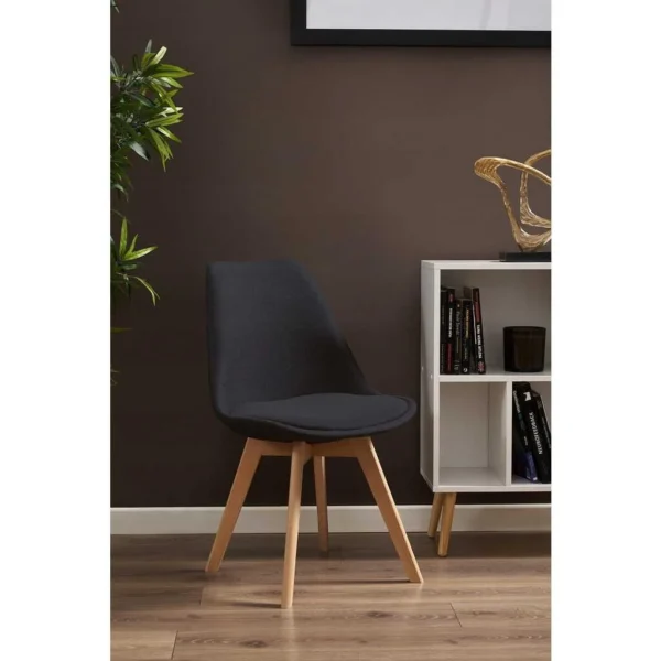 Scaun bucatarie/living, stofa, lemn, negru, 49x55x82 cm, Alta - imagine 8