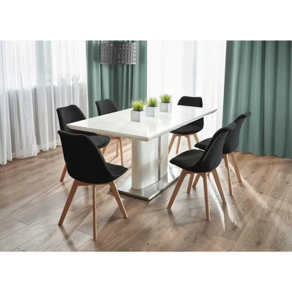 Scaun bucatarie/living, stofa, lemn, negru, 49x55x82 cm, Alta - imagine 9