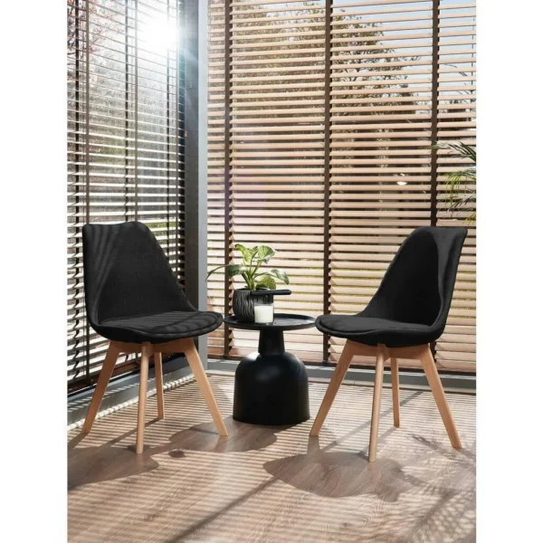 Scaun bucatarie/living, stofa, lemn, negru, 49x55x82 cm, Alta - imagine 7
