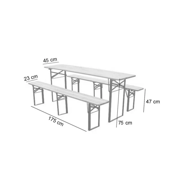 Set mobilier gradina/terasa, pliabil, 1 masa, 2 banci, 175 cm, Dortmund - imagine 8