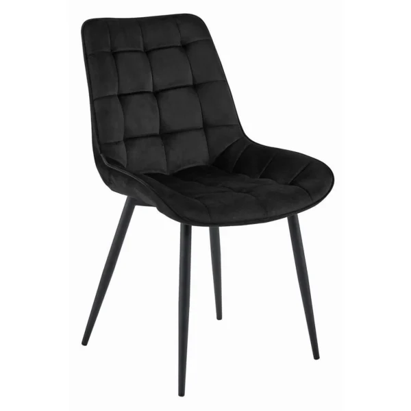 Set 4 scaune bucatarie/living, Artool, Bera, catifea neagra, picioare metal negru, 54x60x88 cm - imagine 7