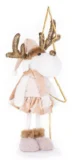 Decoratiune Craciun, ren cu bradulet auriu, roz, 50 cm - imagine 2