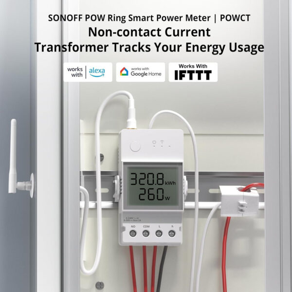 Contor de consum de electricitate 100A WiFi POW Ring SONOFF POWCT - imagine 3