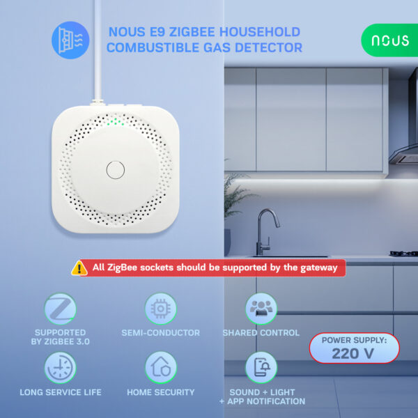 Detector scurgeri de gaz Smart Nous E9, Zigbee 3.0, compatibil Alexa Google Assistant - imagine 2