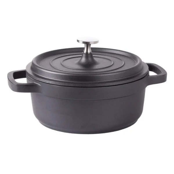 Oala de aluminiu cu capac, negru, 2.2 L, 20 cm, Verk Group - imagine 3