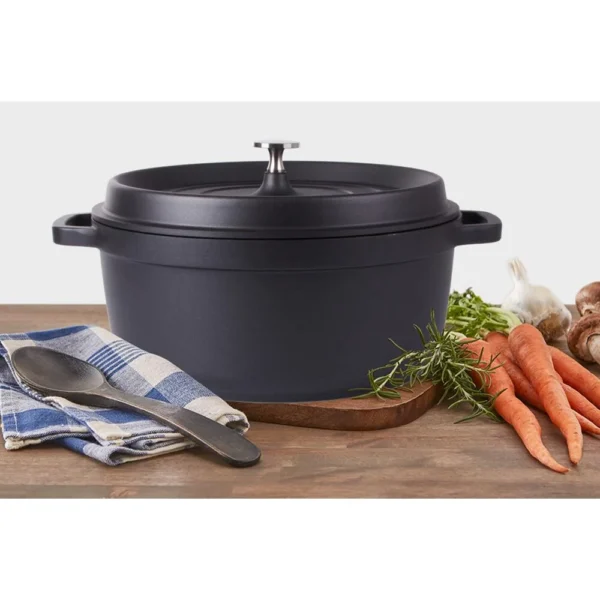 Oala de aluminiu cu capac, negru, 2.2 L, 20 cm, Verk Group - imagine 11