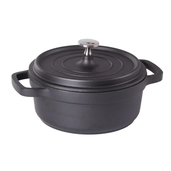 Oala de aluminiu cu capac, negru, 2.2 L, 20 cm, Verk Group - imagine 6