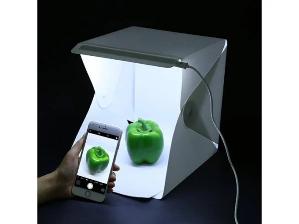 Mini studio foto, Verk Group, tip cort, 20 LED-uri, cu husa, USB, alb, 22x24x24 cm - imagine 8