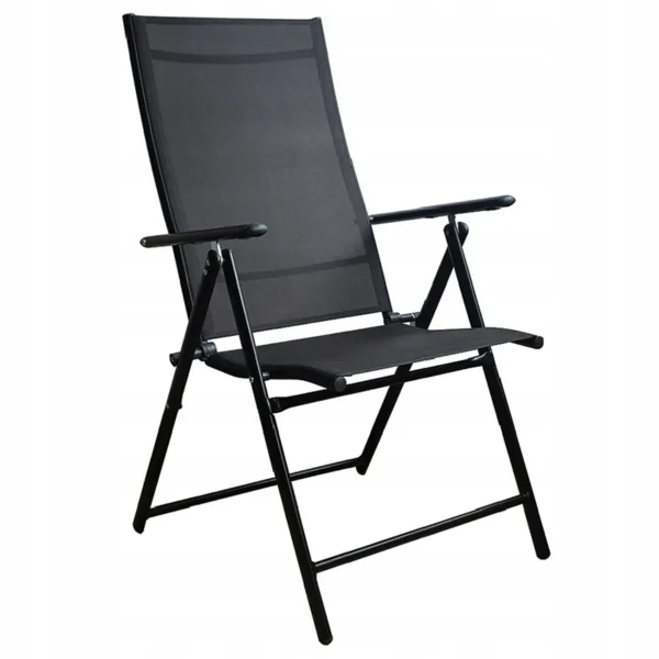 Set 2 scaune gradina/terasa, reglabile, aluminiu, negru, 56x67-99x84-107 cm, Jumi - imagine 4
