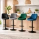 Scaun de bucatarie/bar, Artool, Kast, rotativ, catifea neagra, picior metal negru, 45.5x49x105 cm - imagine 9
