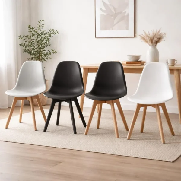 Scaun bucatarie/living, Artool, Kito, PP negru, picioare lemn natur, 46x54.5x80 cm - imagine 7