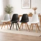 Scaun bucatarie/living, Artool, Kito, PP negru, picioare lemn natur, 46x54.5x80 cm - imagine 7