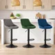 Set 2 scaune de bucatarie/bar, Artool, Kast, rotativ, catifea neagra, picior metal argintiu, 45.5x49x85-105 cm - imagine 5