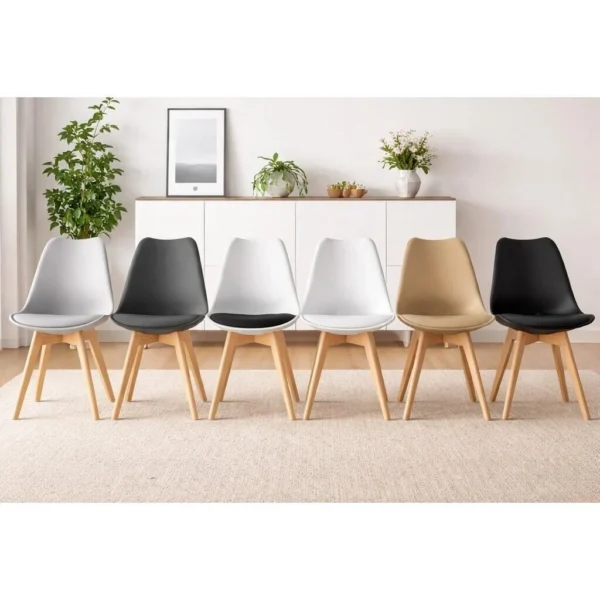 Scaun bucatarie/living, Artool, Mark, PP bej, picioare lemn natur, 49x52x82 cm - imagine 9