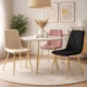 Scaun bucatarie/living, Artool, Libra, catifea neagra, picioare metal auriu, 45x54x86.5 cm - imagine 11
