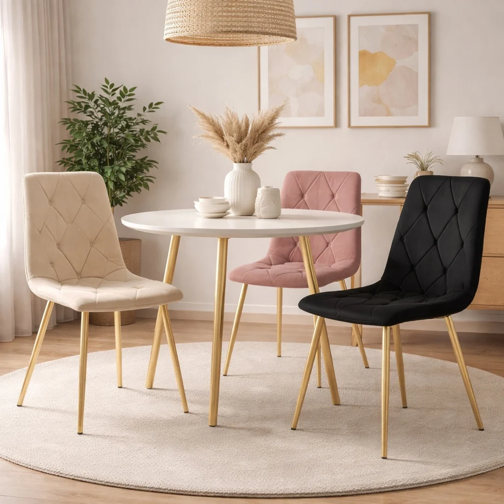 Scaun bucatarie/living, Artool, Libra, catifea bej, picioare metal auriu, 45x54x86.5 cm 2 Scaun bucatarie/living, Artool, Libra, catifea bej, picioare metal auriu, 45x54x86.5 cm