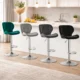 Set 2 scaune de bucatarie/bar, Artool, West, rotativ, catifea gri, picior metal argintiu, 46x48.5x90-111 cm - imagine 10