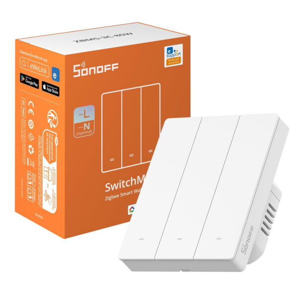 Intrerupator inteligent Sonoff ZBM5-3C-80W, Zigbee, 3 canale, 10A - imagine 2