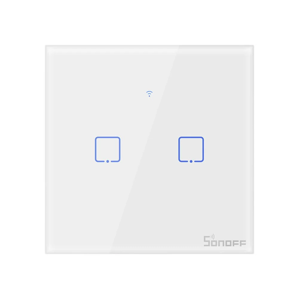 Intrerupator Smart  cu Touch Wifi + RF 433 Sonoff T1 EU TX, 2 canale
