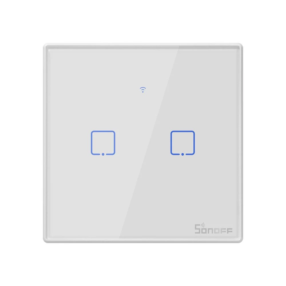 Intrerupator Smart  cu Touch WiFi + RF 433 Sonoff T2 EU TX, (2 canale)