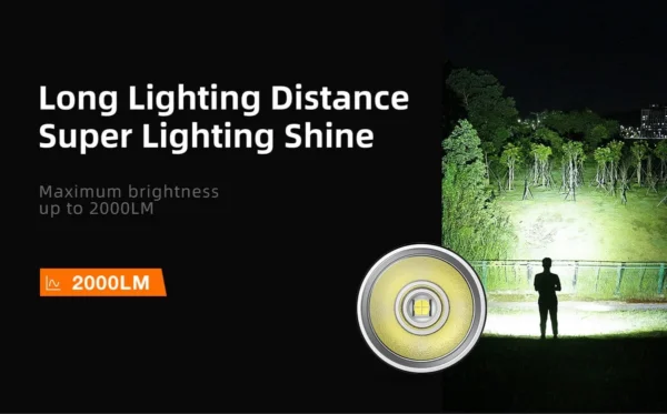 Lanterna LED Superfire D18, 2000lm, 226M, 5200mAh, incarcare USB-C, 36W - imagine 6