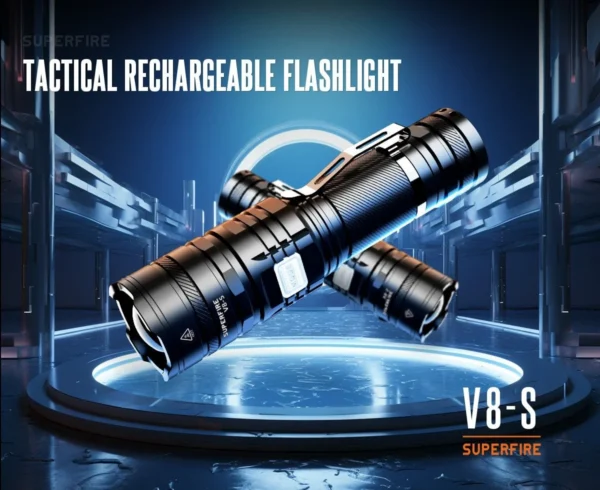 Lanterna LED Superfire V8-S, 2000lm, 300M, 5200mAh, Zoom, incarcare USB-C, 36W - imagine 7