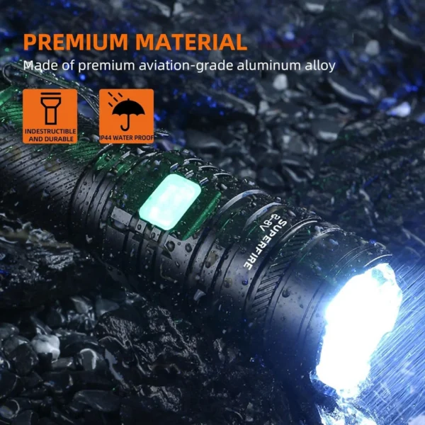 Lanterna LED Superfire V8-S, 2000lm, 300M, 5200mAh, Zoom, incarcare USB-C, 36W - imagine 3