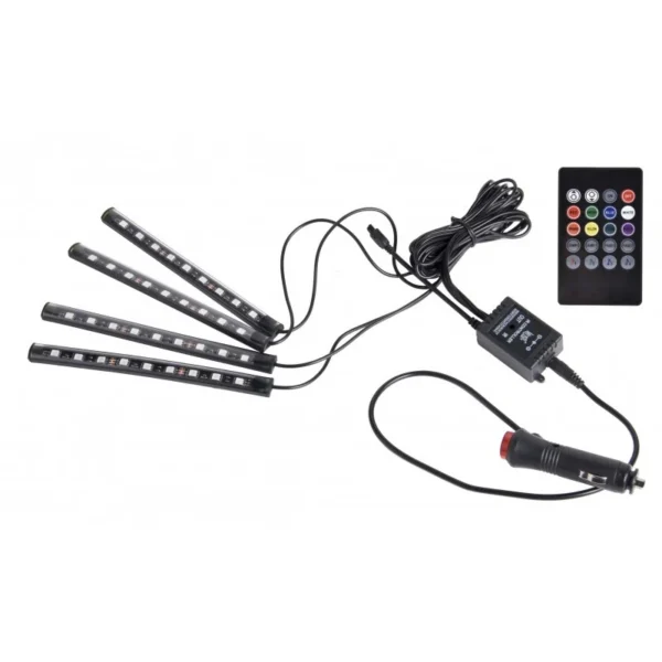 Lumina led rgb interior auto, senzor sunet, 4 benzi autoadezive, 12 v, telecomanda ir - imagine 13